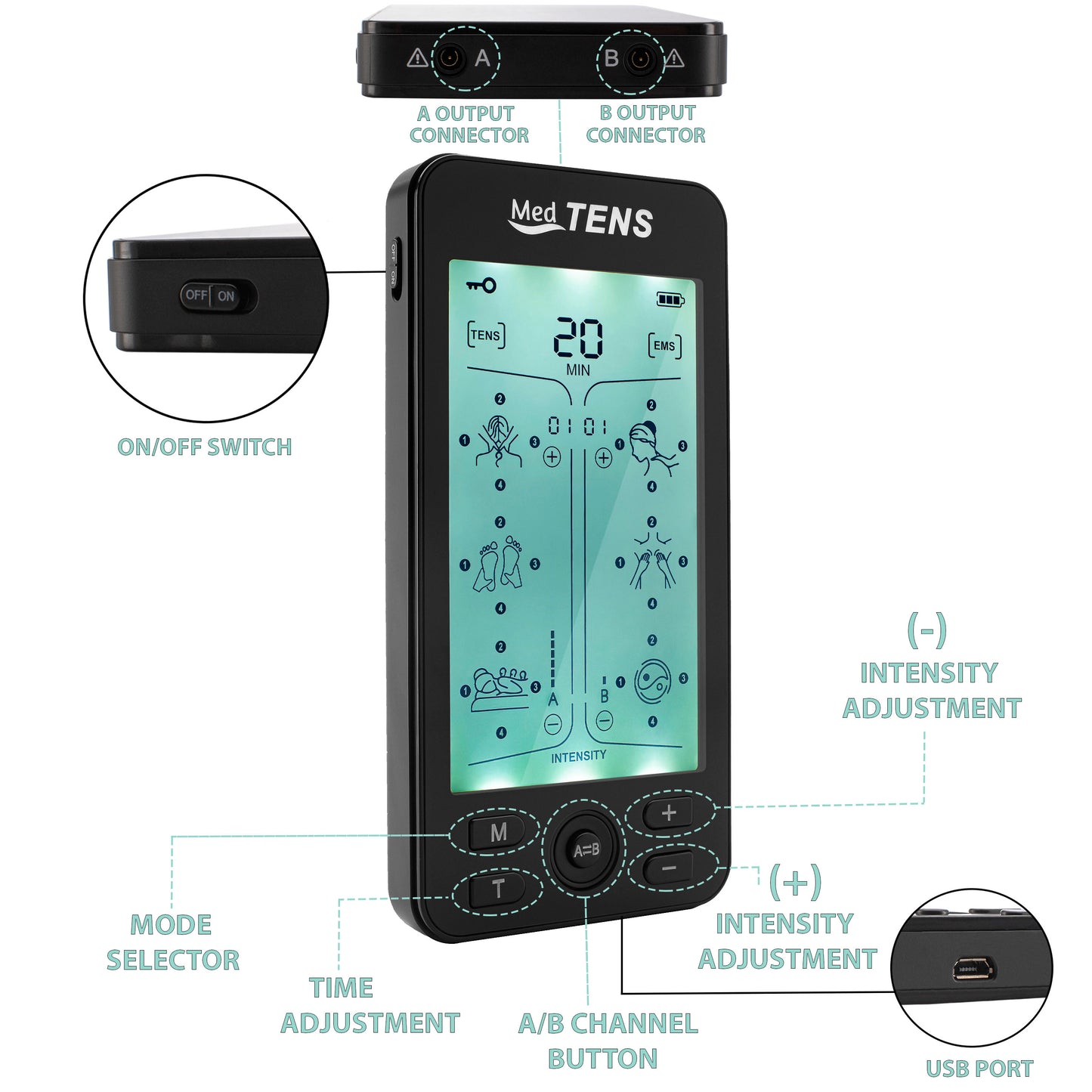 Tens Unit Machine Device Muscle Stimulator Electrotherapy Machine Rechargeable With Slipper
