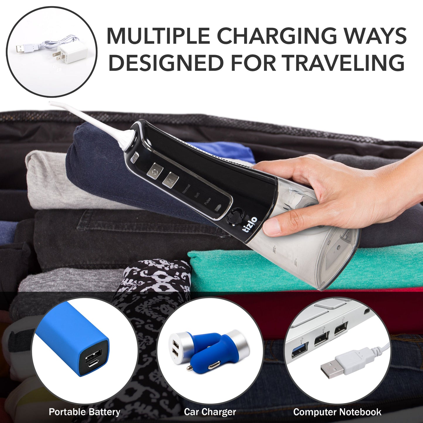 Cordless Water Flosser Dental Oral Irrigator Travel Teeth Cleaner Floss Pick