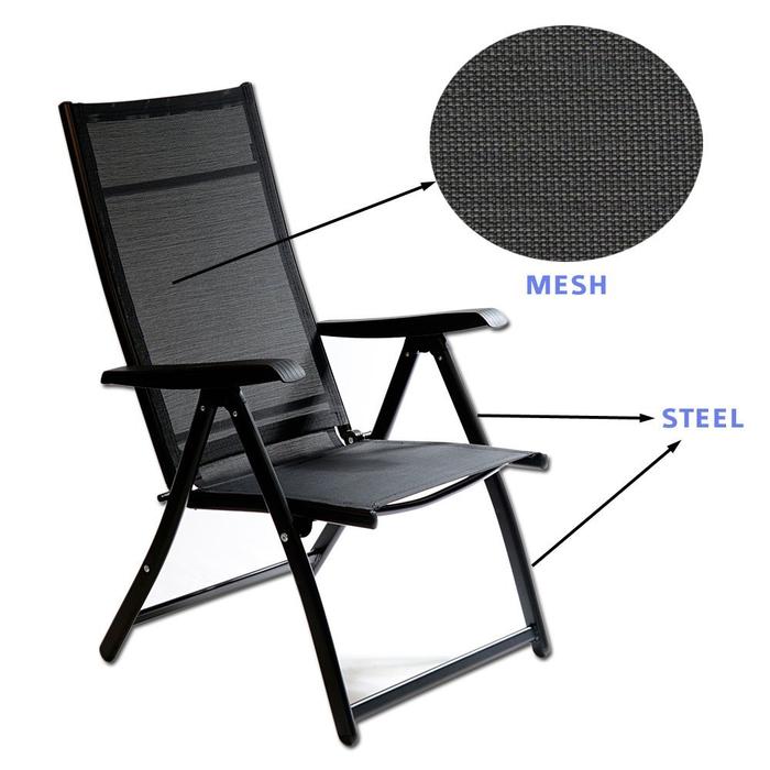 Heavy Duty Folding Chair Adjustable Garden Patio Outdoor Indoor Chairs 7 Angles