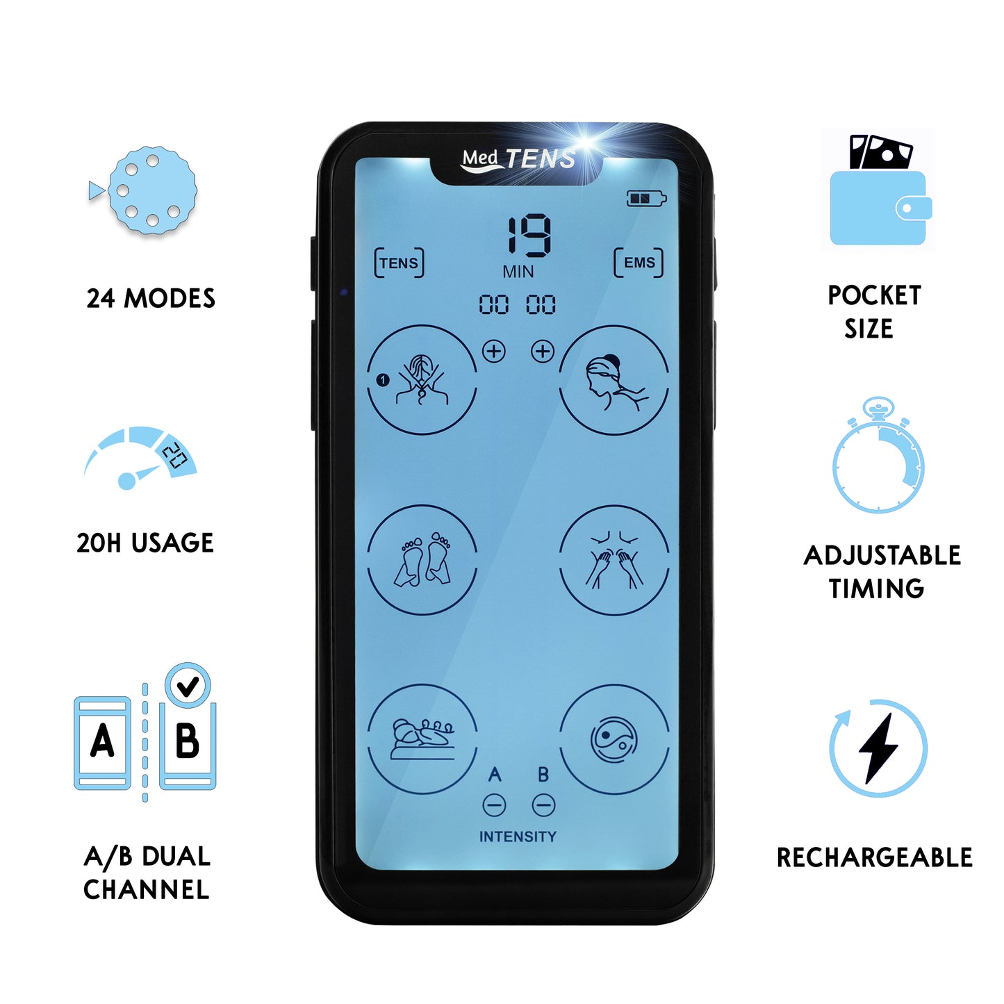Tens Unit EMS Muscle Stimulator Touchscreen Rechargeable Tens